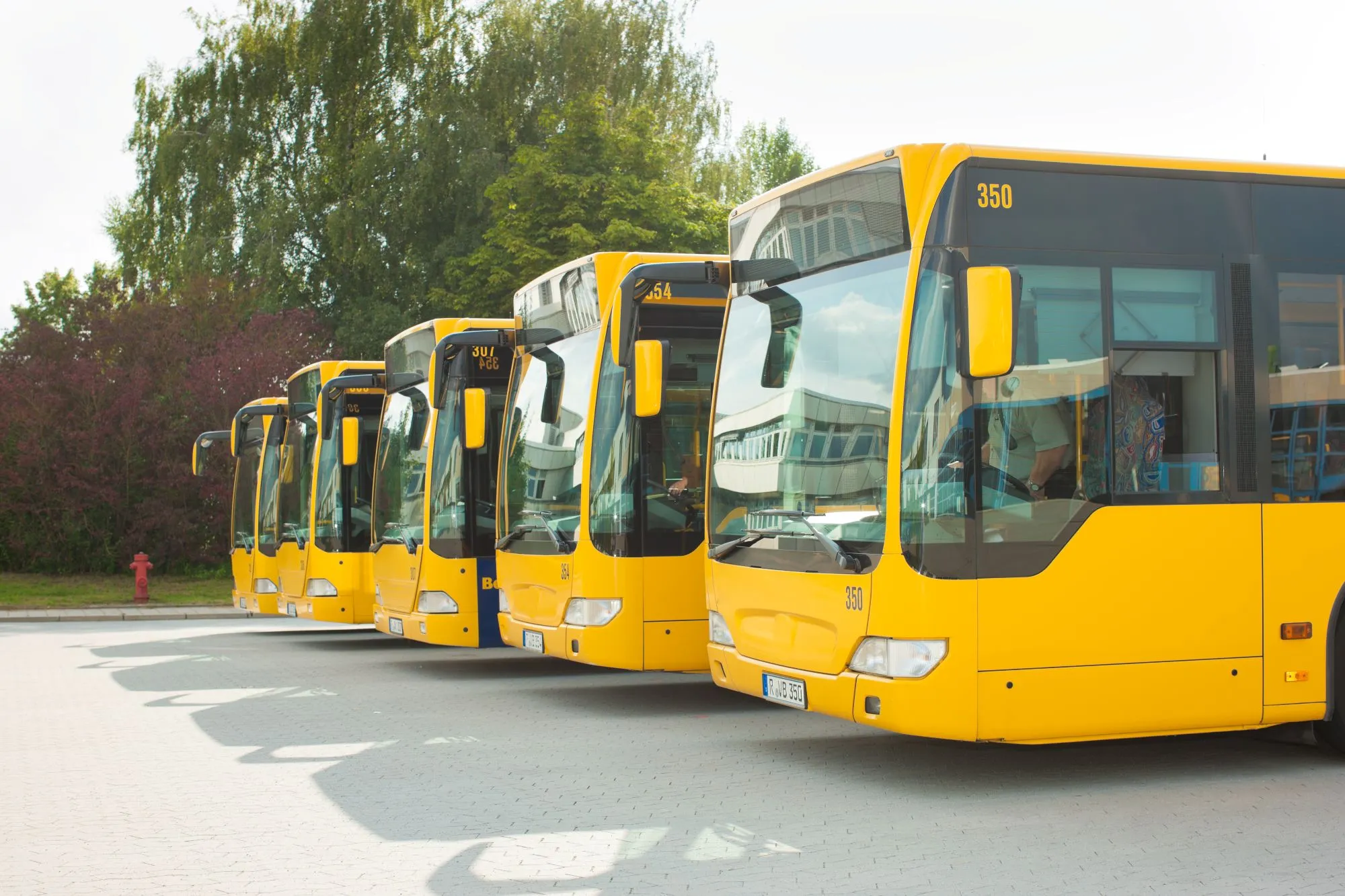 busses parking row bus station