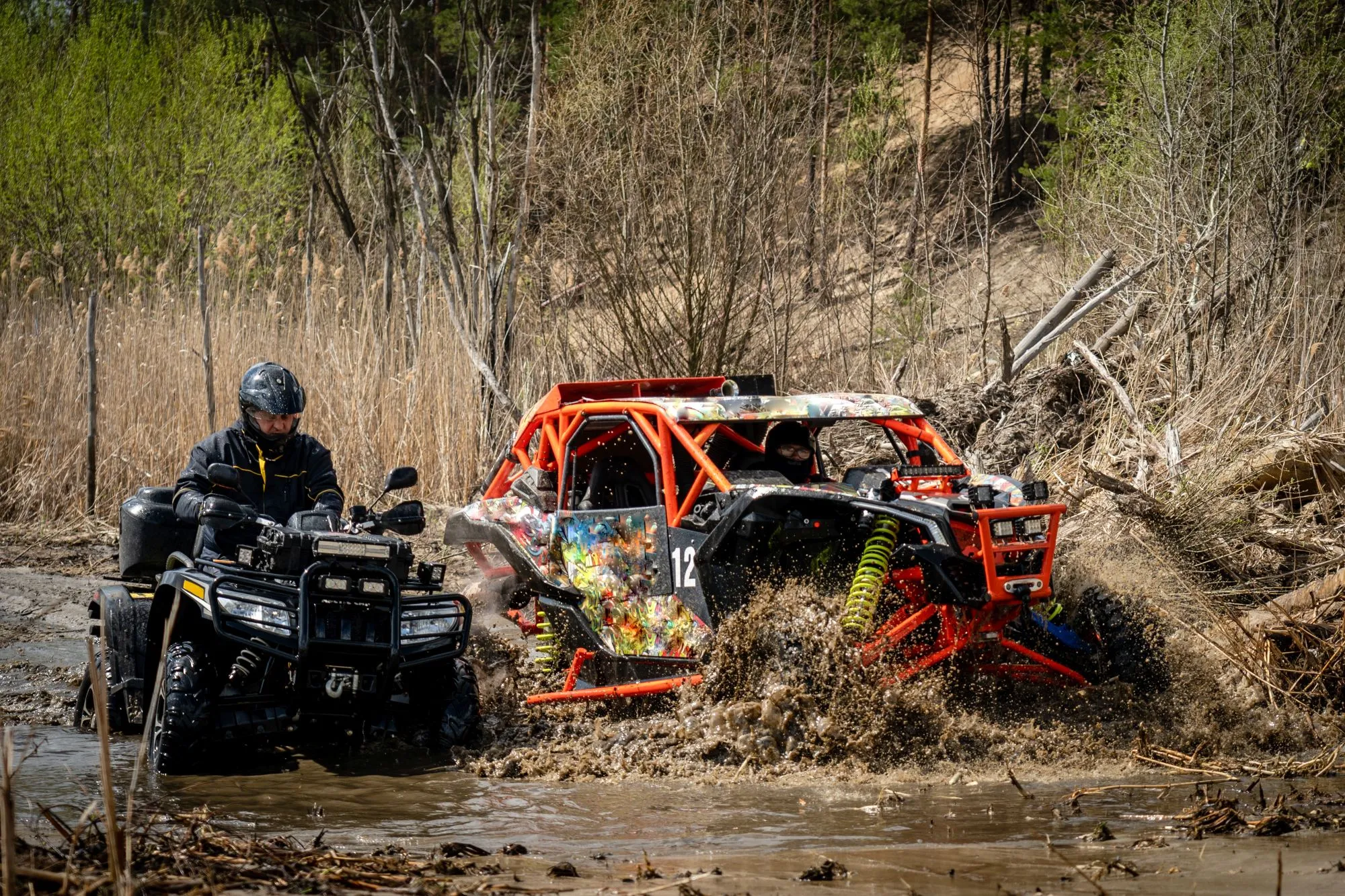 cool view two quad rides fast dirt quad racing atv 4x4 (1)